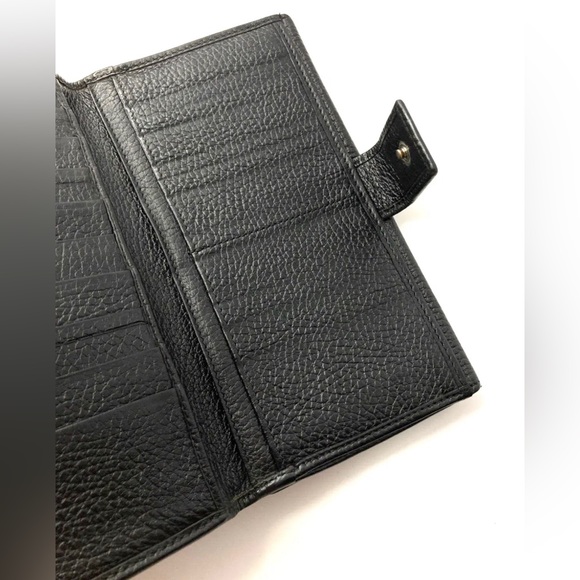 GUCCI VINTAGE GUCCISSIMA GG CANVAS LEATHER LONG WALLET BLACK - Picture 9 of 16